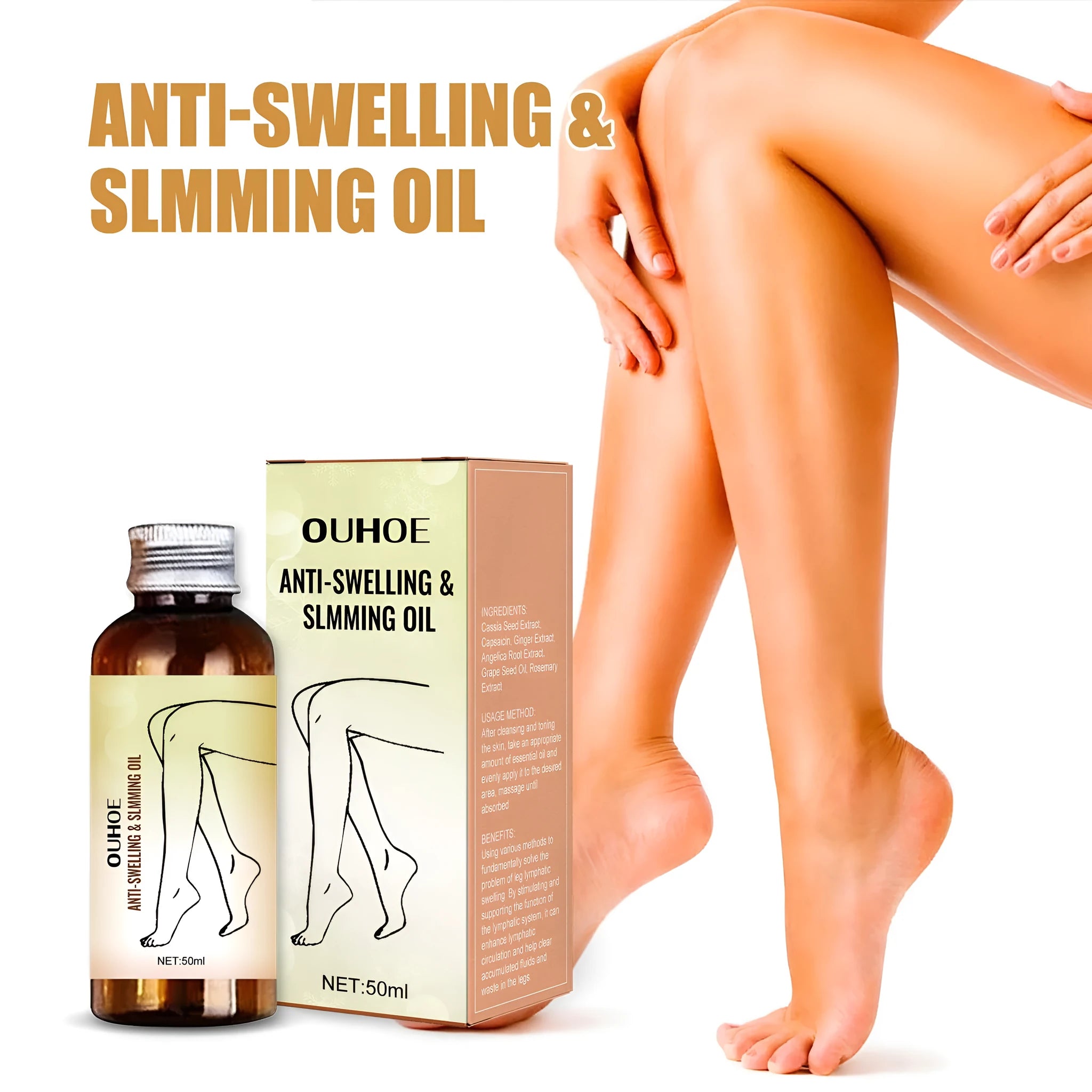 50ml glass bottle of botanical body massage essential oil with a dropper.
