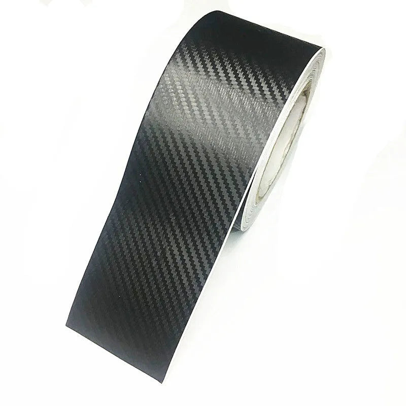 Matte carbon fibre patterned protective roll for car door sills showing 3D texture