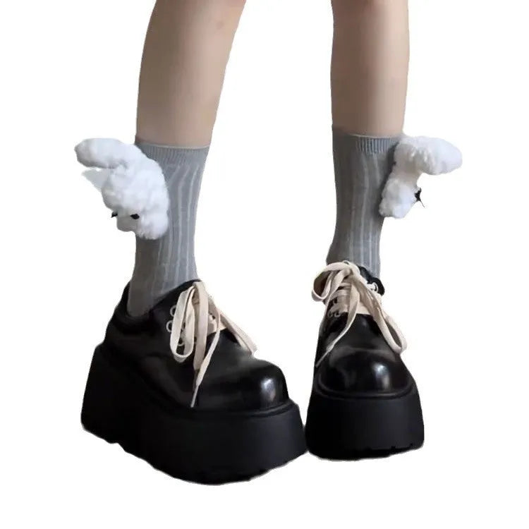Matte black women's lace-up platform heels with chunky 6-8cm sole and round toe.