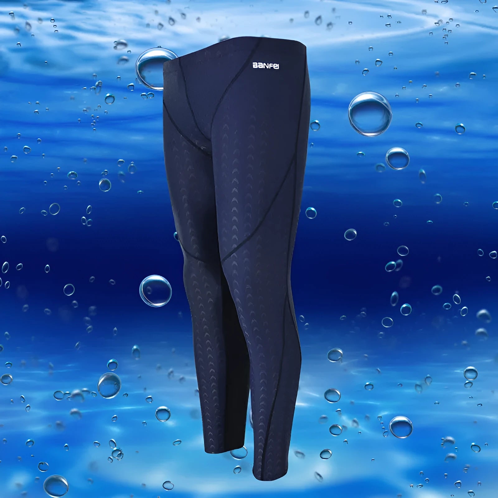 Men's black and green line nylon cropped swimming trunks with brief style for sports and fitness