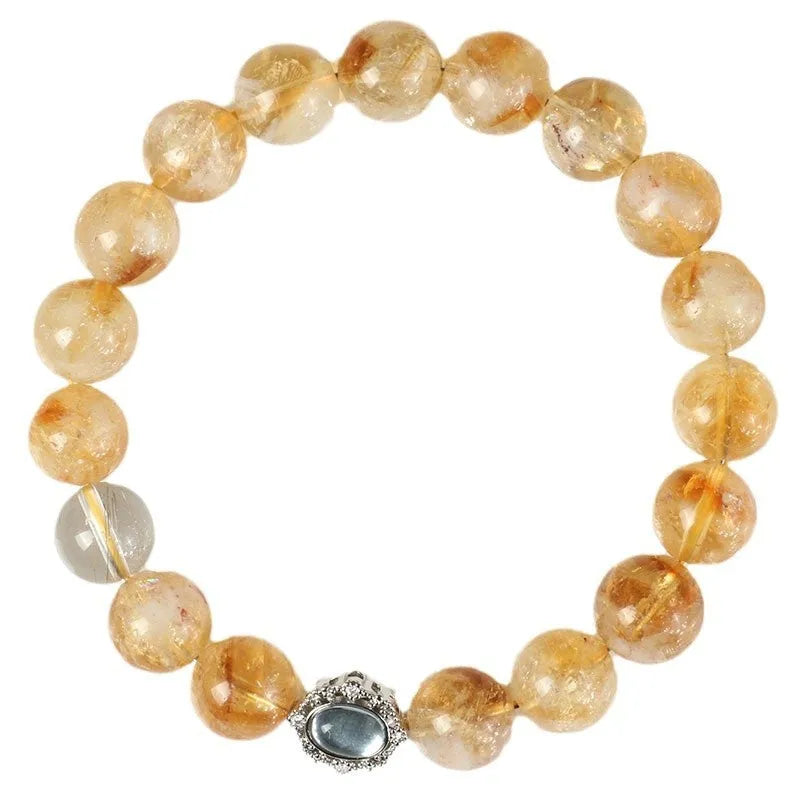 Geometric citrine crystal bracelet with 10mm shapes and grinding treatment