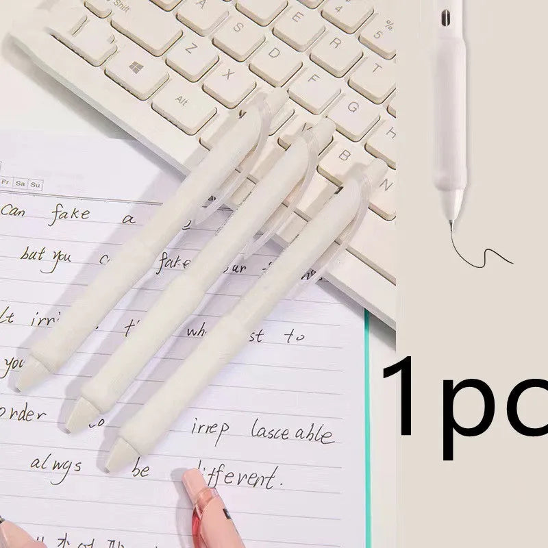 Macaron color student stationery press gel pen with 0.5mm tip in smoked brown white and powder plastic shell