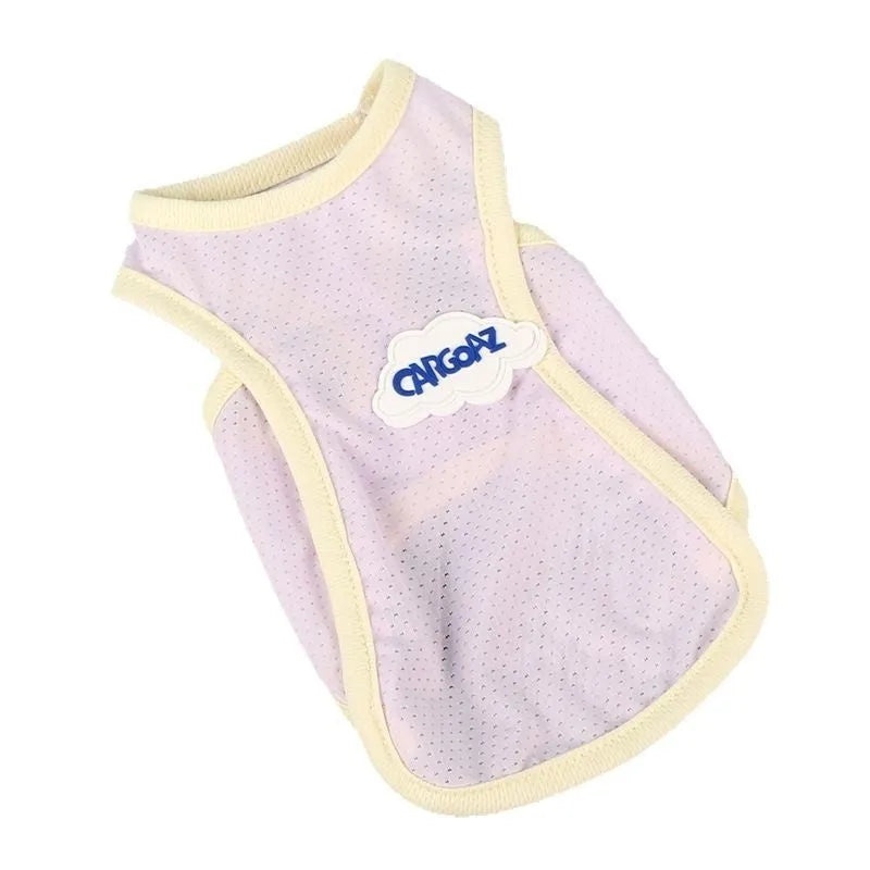 Grass green polyester cat cooling vest with anti-lint fabric for summer wear