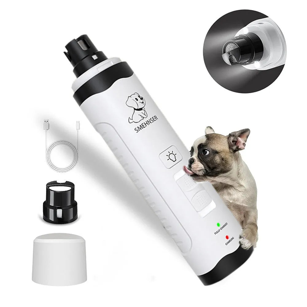 Pet nail trimming device with LCD display and dust collection for dog grooming