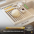 Milky white 304 stainless steel foldable kitchen draining rack with tri-fold design
