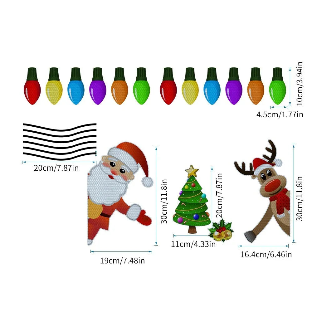 Medium cartoon Christmas elk magnetic car sticker with reflective threads