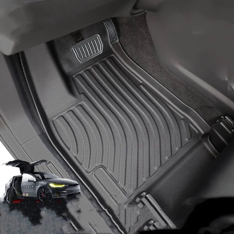 Tesla Model X waterproof TPE car floor mats and boot liner set for left-hand drive vehicles