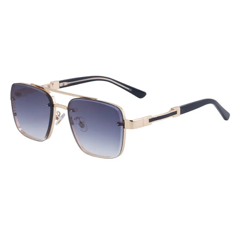 Men's vintage sunglasses with UV400 lenses in a gold gradient blue colourway on a PC frame.