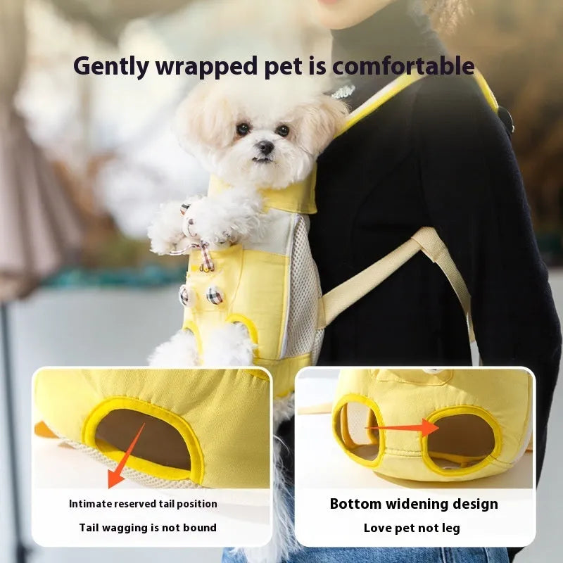 Soft canvas pet chest carrier bag with animal pattern in multiple colour and size options.