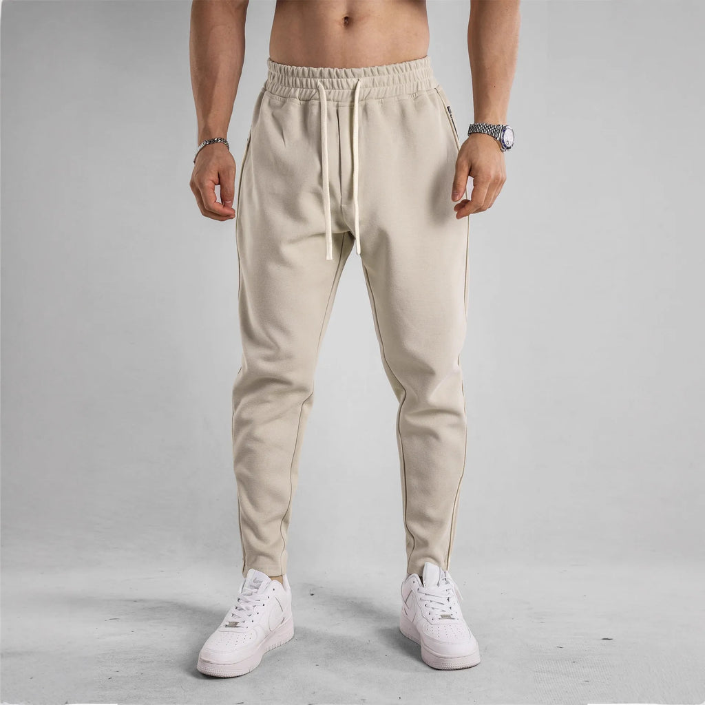 Men's cotton outdoor workout pants in sapphire blue, spring autumn running trousers