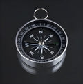 Silver metal compass with aluminium shell, 45 mm diameter, clear dial for magnetic navigation