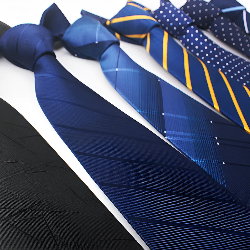 Polyester Jacquard striped business tie in 8cm width showing arrow style and striped pattern