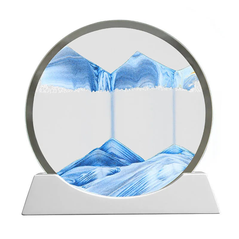 12-inch rotary quicksand painting night lamp in embroidered glass on a desktop
