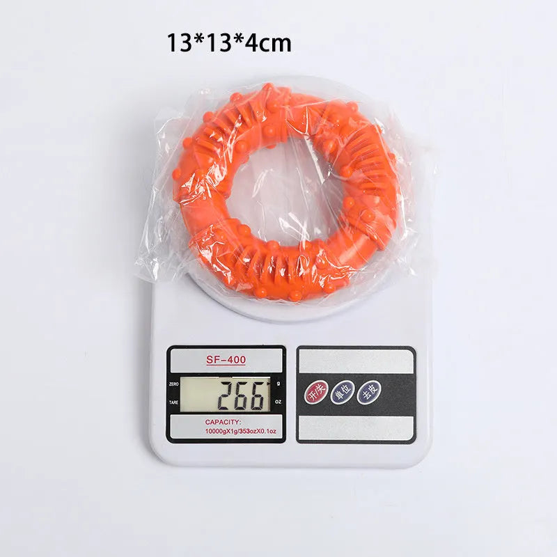 Blue orange red dog fetching stick toy with hollow centre for safe chew and fetch games