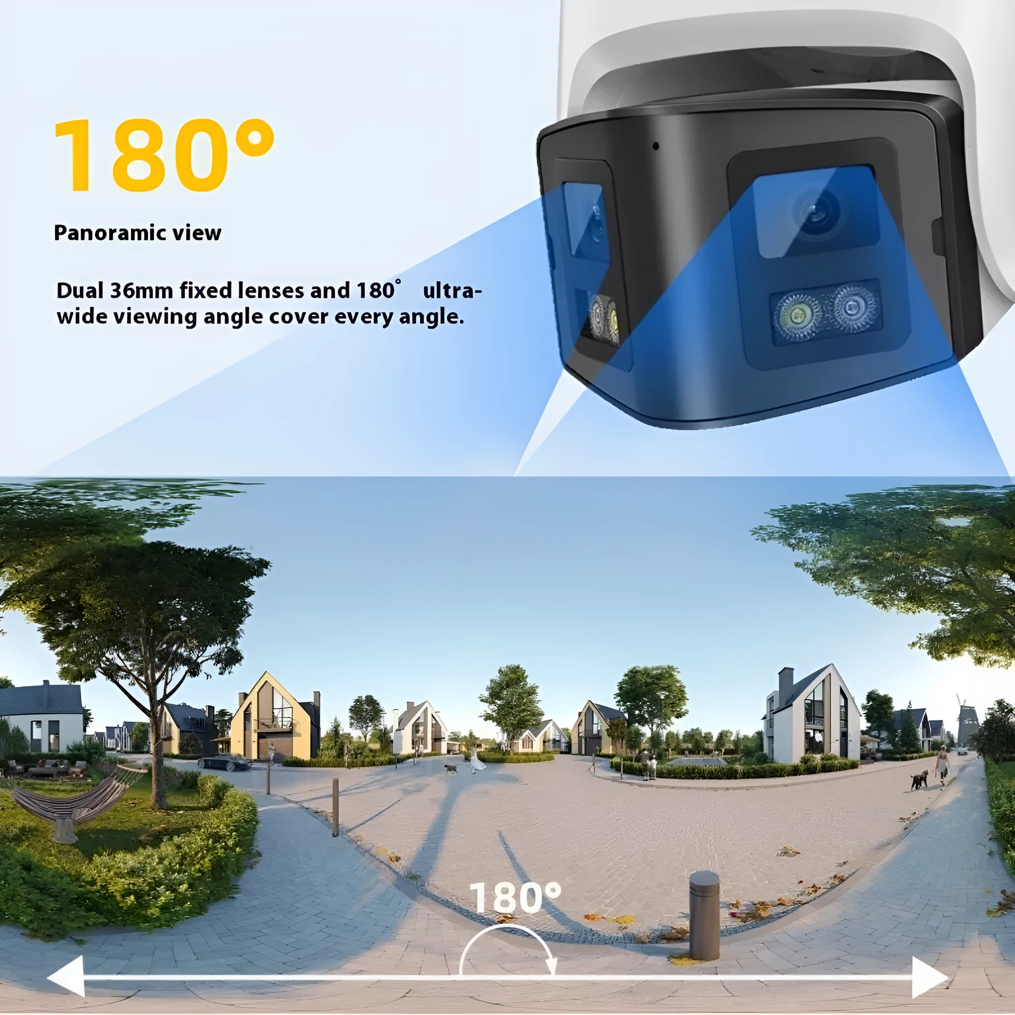 4MP dual-lens panoramic CCTV webcam with IP66 waterproof rating for indoor outdoor security