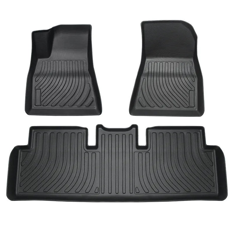 Rubber floor mat with TPE footrest for Tesla cars including Model 3, Y, X and S