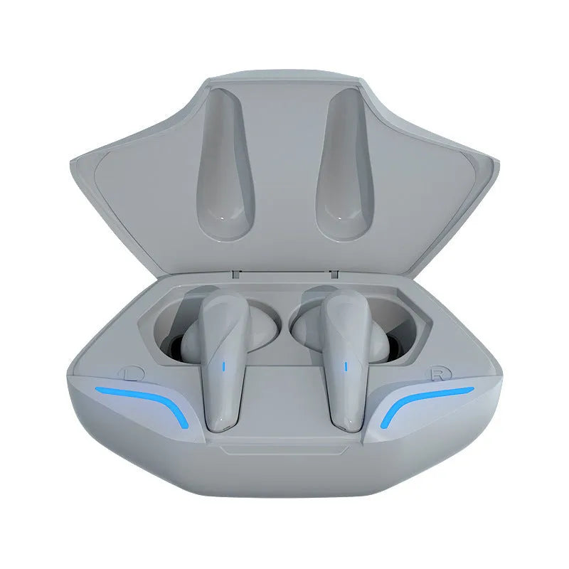 Wireless Bluetooth gaming headset with charging cabin in black, grey, white, or yellow colours.