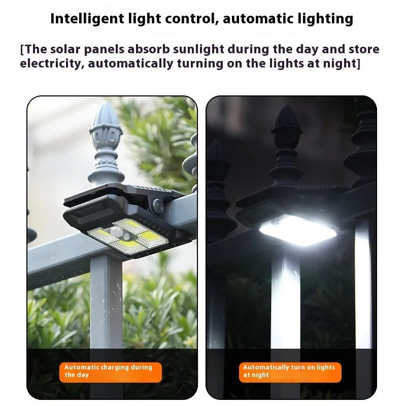 Compact white motion sensor clip lamp with intelligent human body induction.