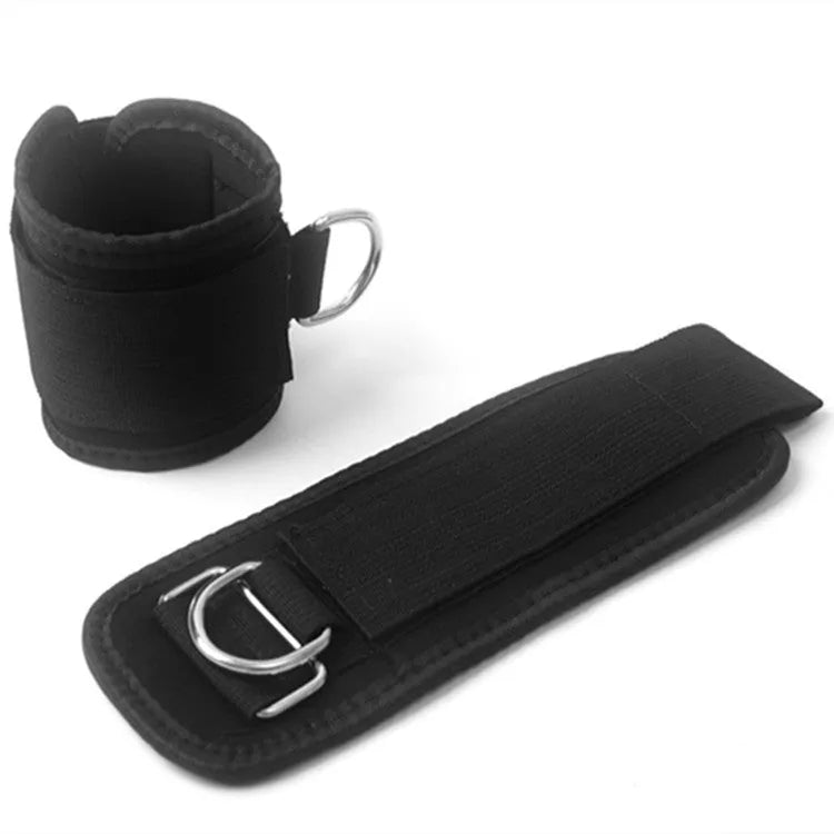 Black taekwondo training pull rope set with elastic resistance bands for leg conditioning