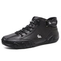 Men's khaki high top Octopus shoes with round toe and rubber sole on a white background.