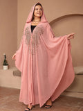 Muslim style rhinestone beaded high density chiffon cape shawl in purple black red blue yellow pink colours 135-175cm length