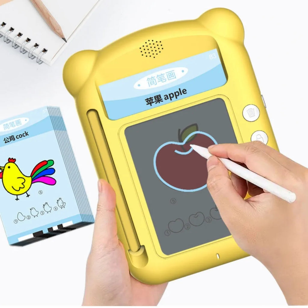 Yellow ABS plastic early education bilingual card learning machine with card sets for letter and stroke recognition