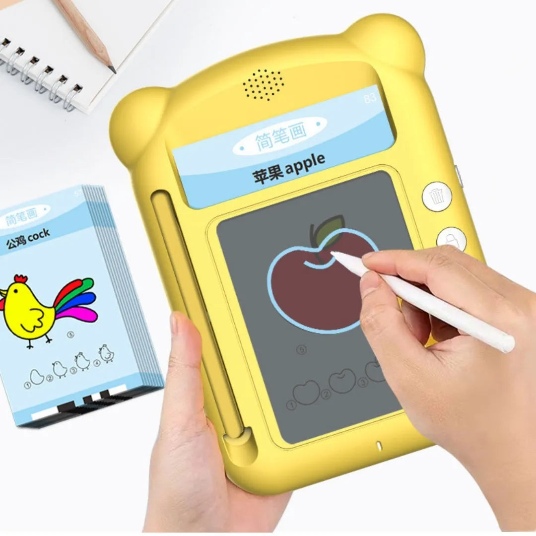 Yellow ABS plastic early education bilingual card learning machine with card sets for letter and stroke recognition