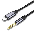Nylon braided 3.5mm audio cable in silver and black colour options showing different length coils.