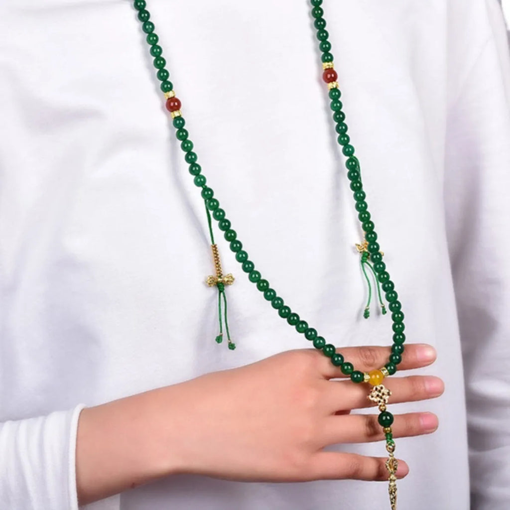 Brazilian green agate multi-circle bracelet showing natural stone beads in three size options