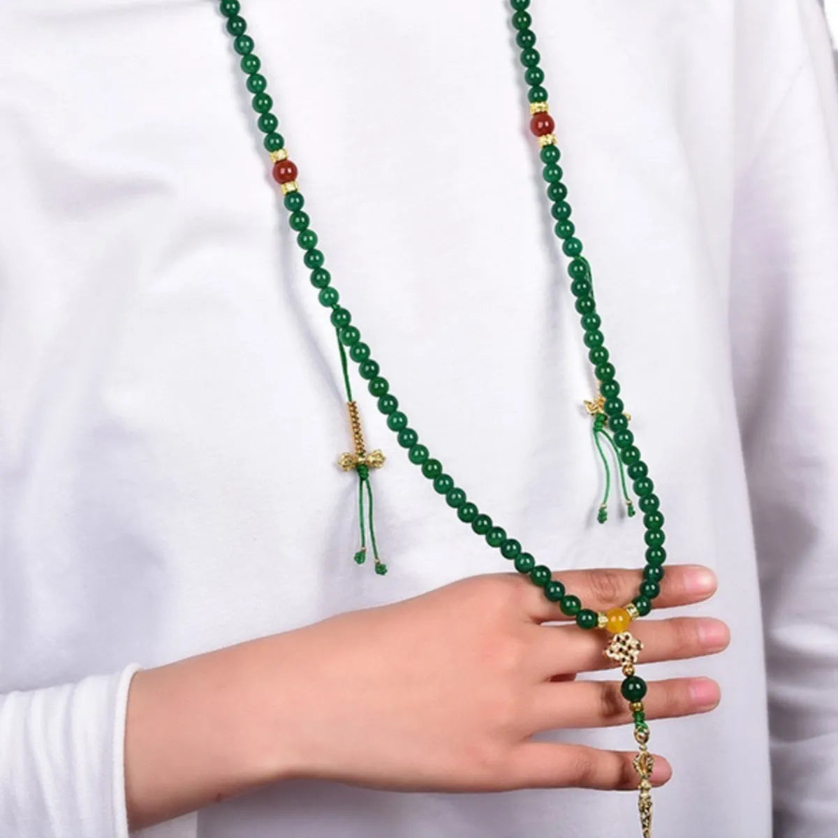Brazilian green agate multi-circle bracelet showing natural stone beads in three size options