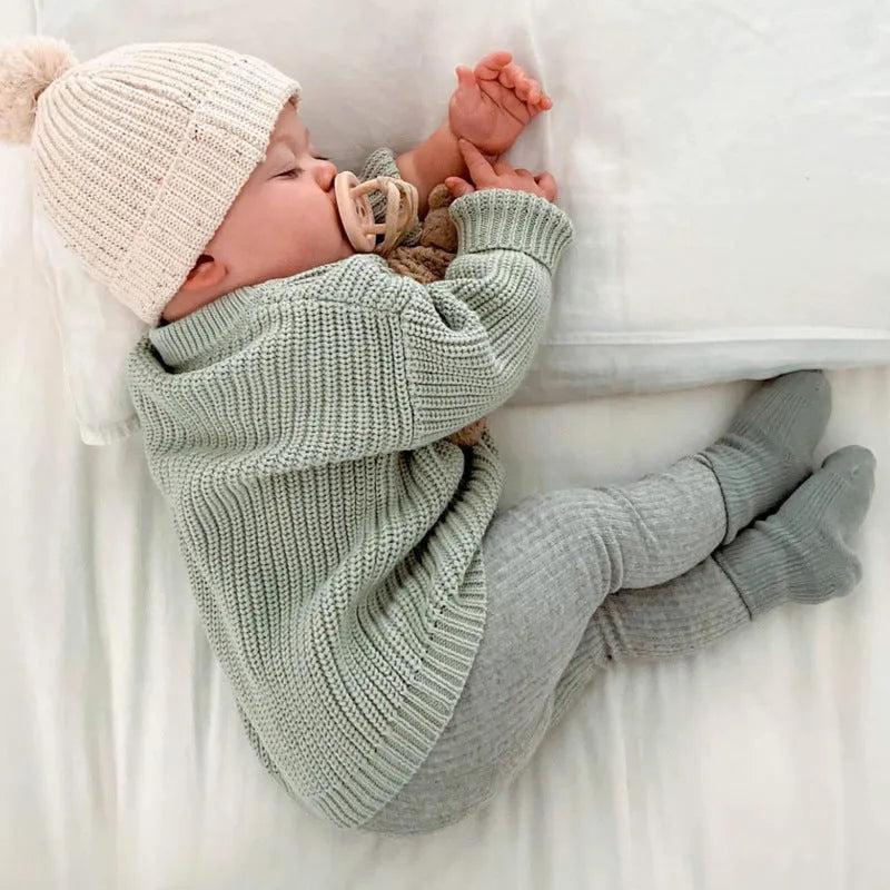 Girls' cotton round neck pullover knitwear in apricot, 66cm size, standard wool yarn thickness