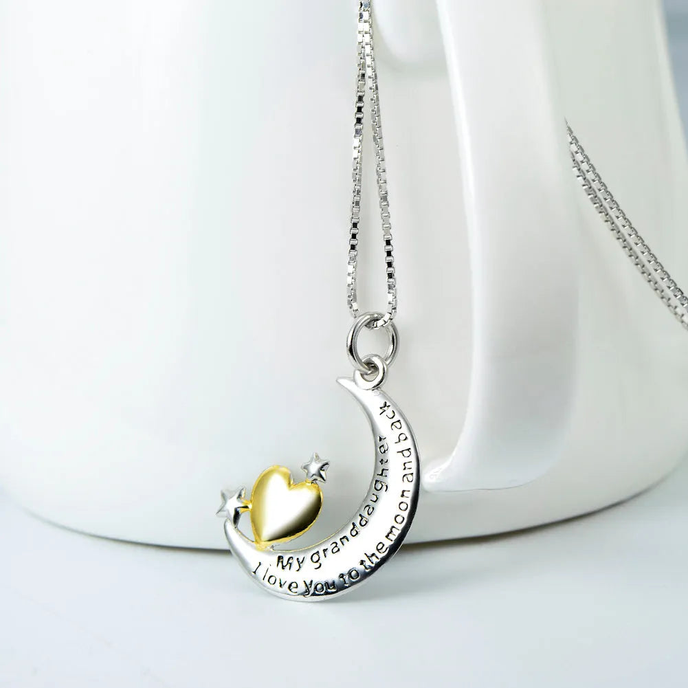 925 silver moon and star pendant necklace on 18 inch chain, pendant size 27x21mm