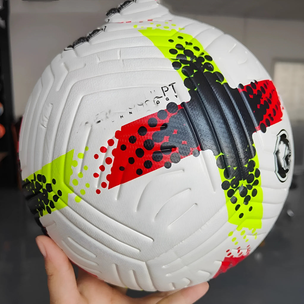 Fluorescent green size 5 training football with seamless thermal adhesive construction