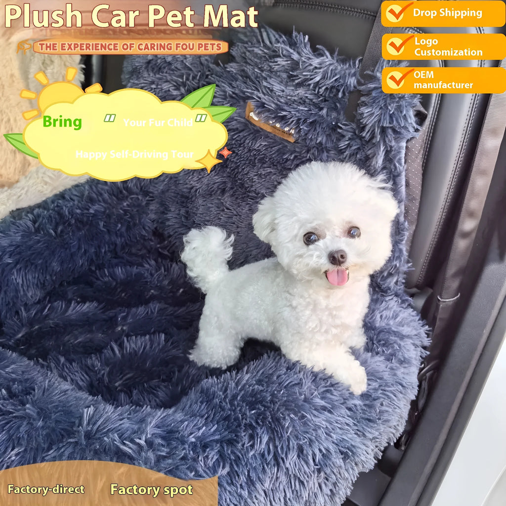 Winter thicken thermal vehicle pet mat in cloth fabric showing dark grey and beige colour options