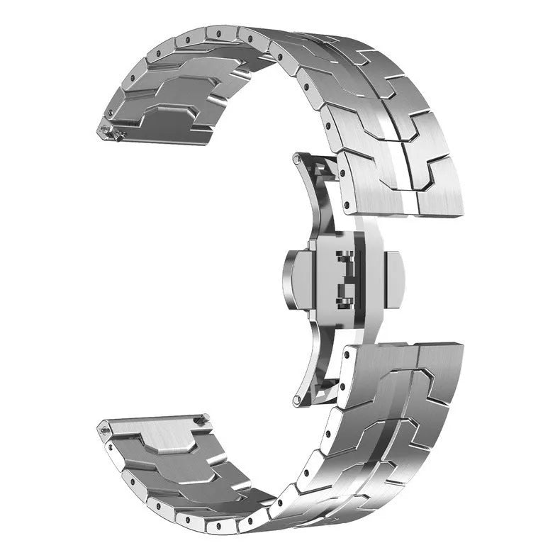 Stainless steel watch replacement band in multiple metallic colours with 20mm and 22mm universal sizing