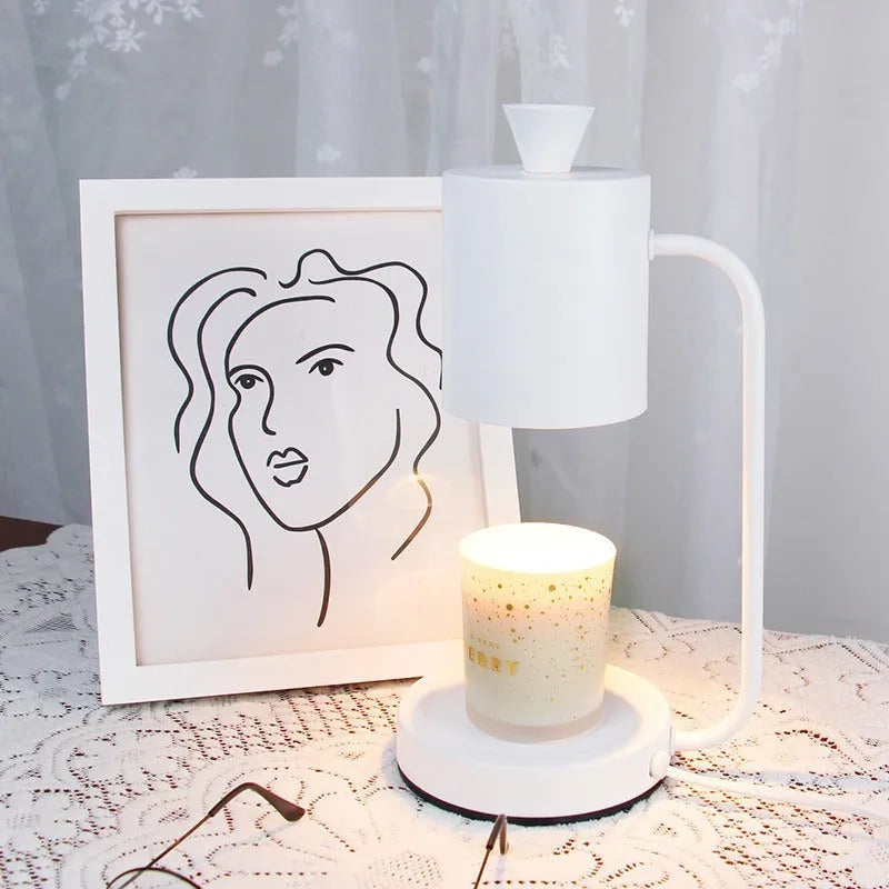 European-style white aromatherapy wax melt lamp with dimmer switch on a long cable