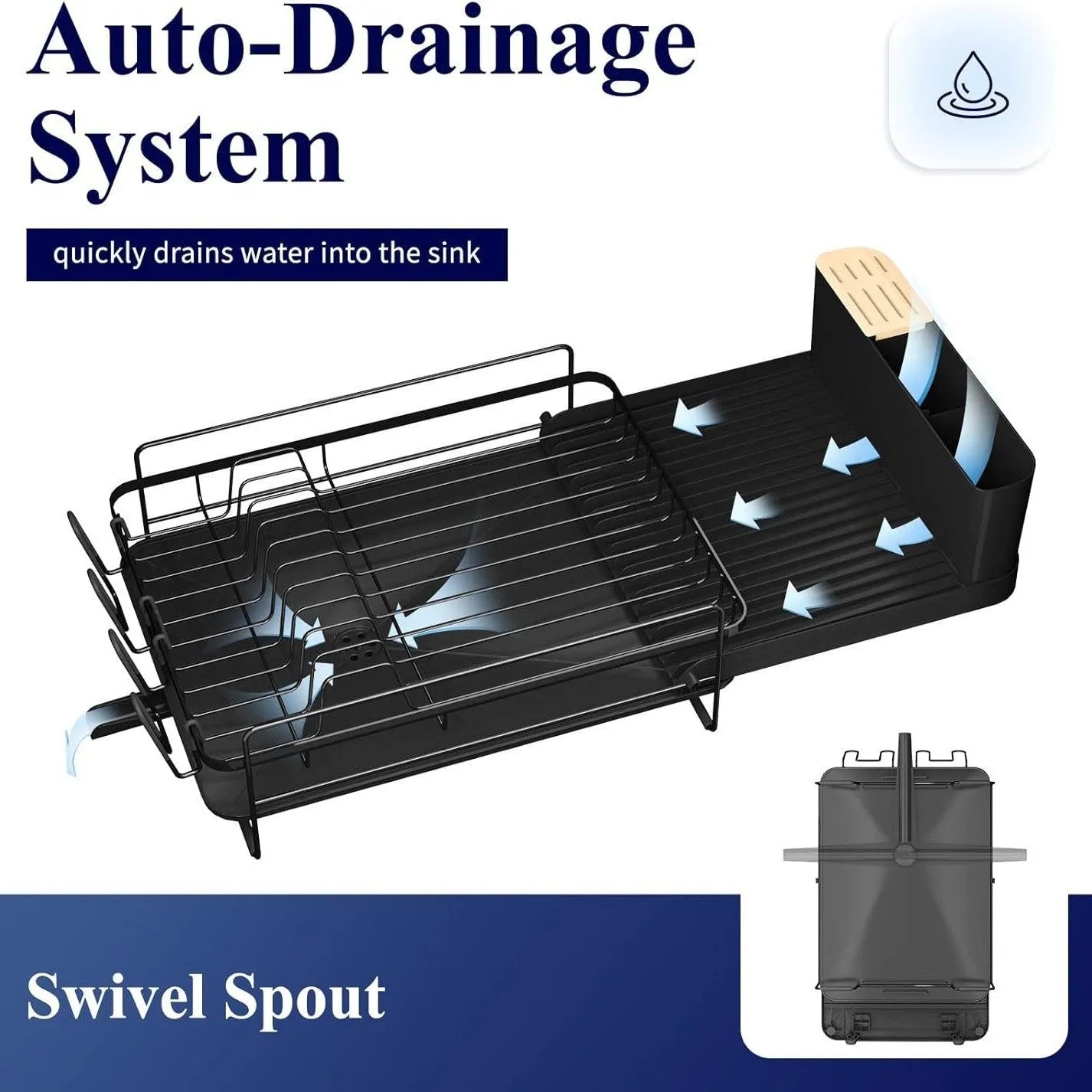 Retractable carbon steel cutlery drain rack in modern simplicity style