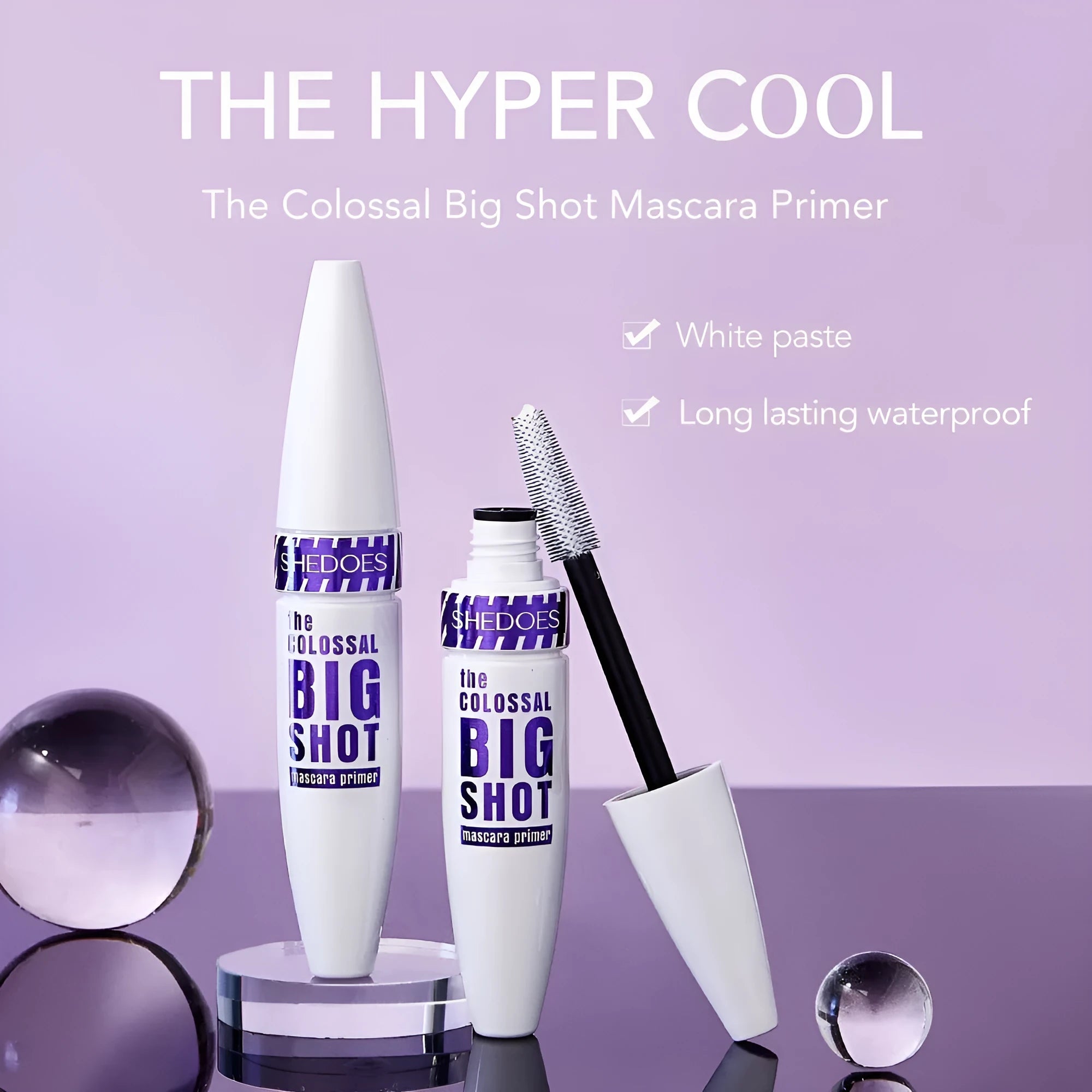 White waterproof mascara 10ml with curling and sweatproof quick-drying formula
