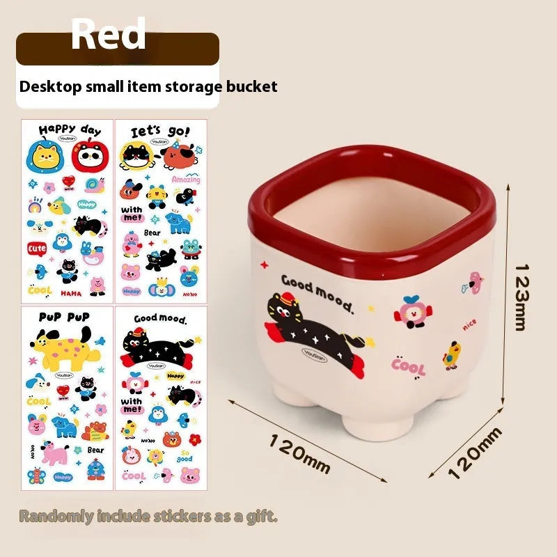 Cartoon style plastic desktop storage organiser with 2L capacity and grid compartments