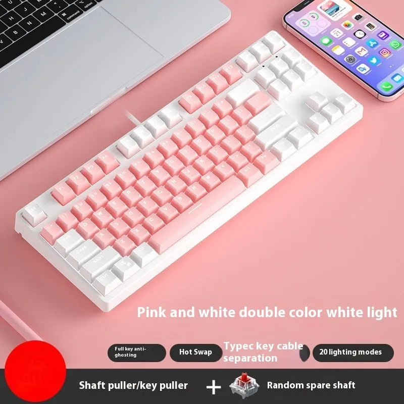 87 key wired mechanical gaming keyboard with two-colour keycaps and metal construction