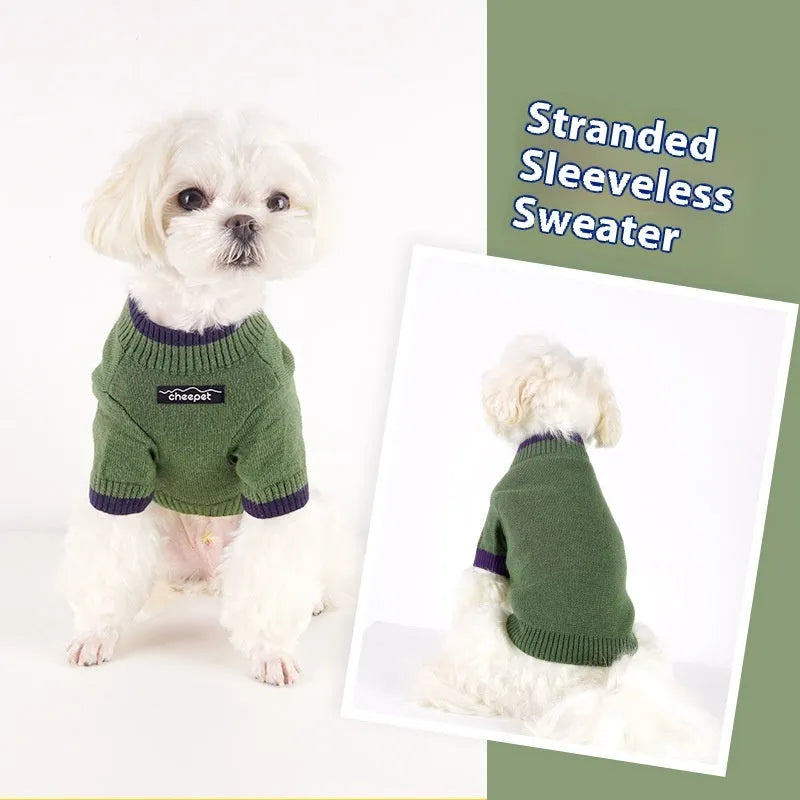 British-style two-leg dog sweater in wool blend material for winter warmth