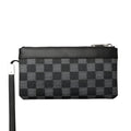 Men's black leather clutch wallet made from genuine cowhide measuring 20cm by 10cm