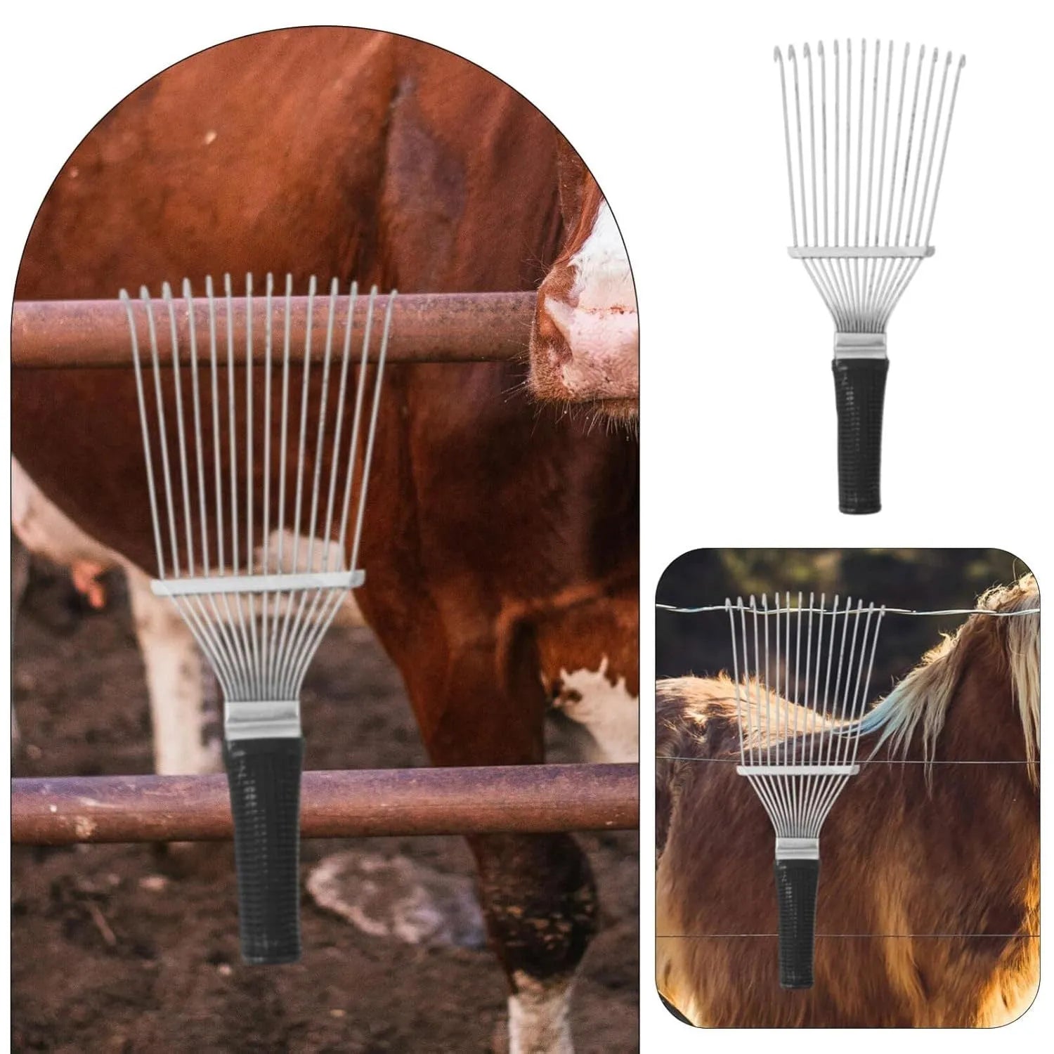 33cm long stainless steel dematting brush rake comb for grooming horses dogs and cattle