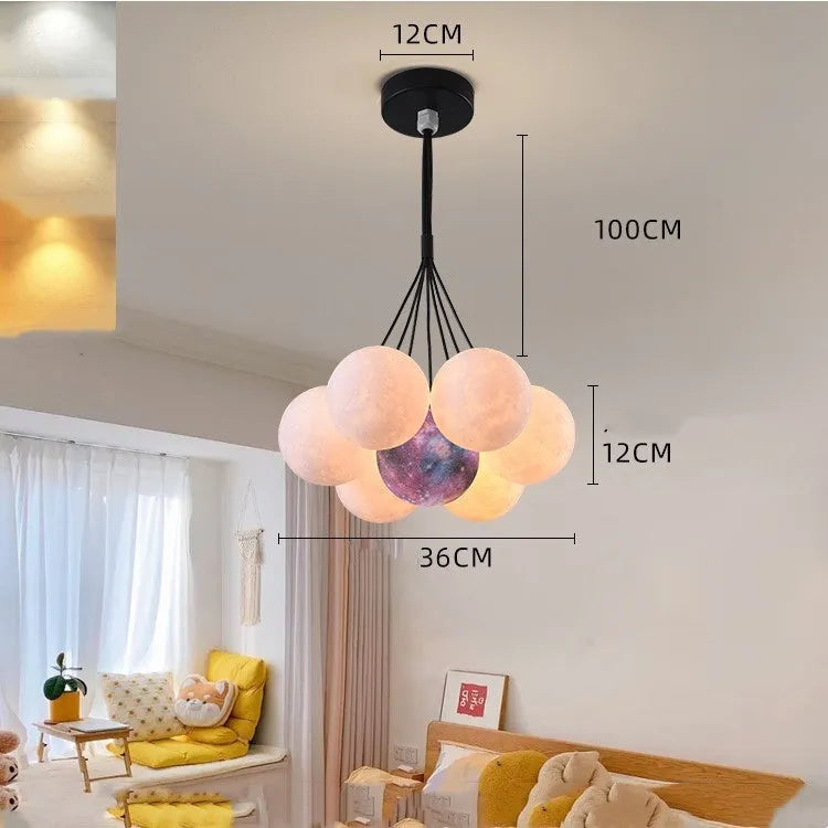 Nordic style iron fish chandelier ceiling light in gold or black finish with multiple LED bulbs and PMMA shade.
