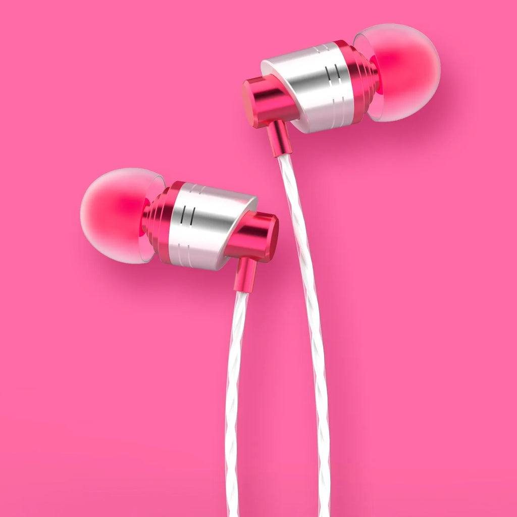 Black wired in-ear earphones with 3.5mm plug, inline microphone, and silicone eartips on a white background.