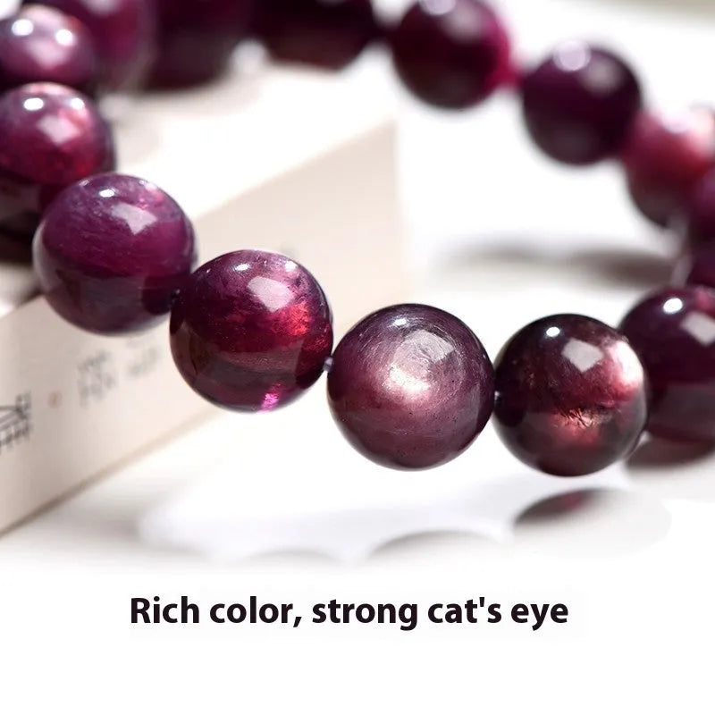 Natural purple lepidolite crystal bracelet with polished round geometry beads in multiple size options