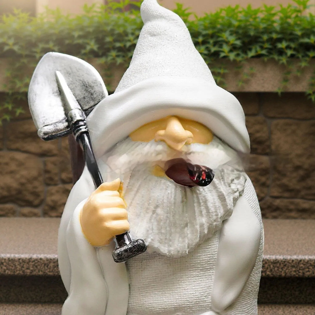 Christmas garden ornament featuring smoking shovel dwarf resin craft decoration