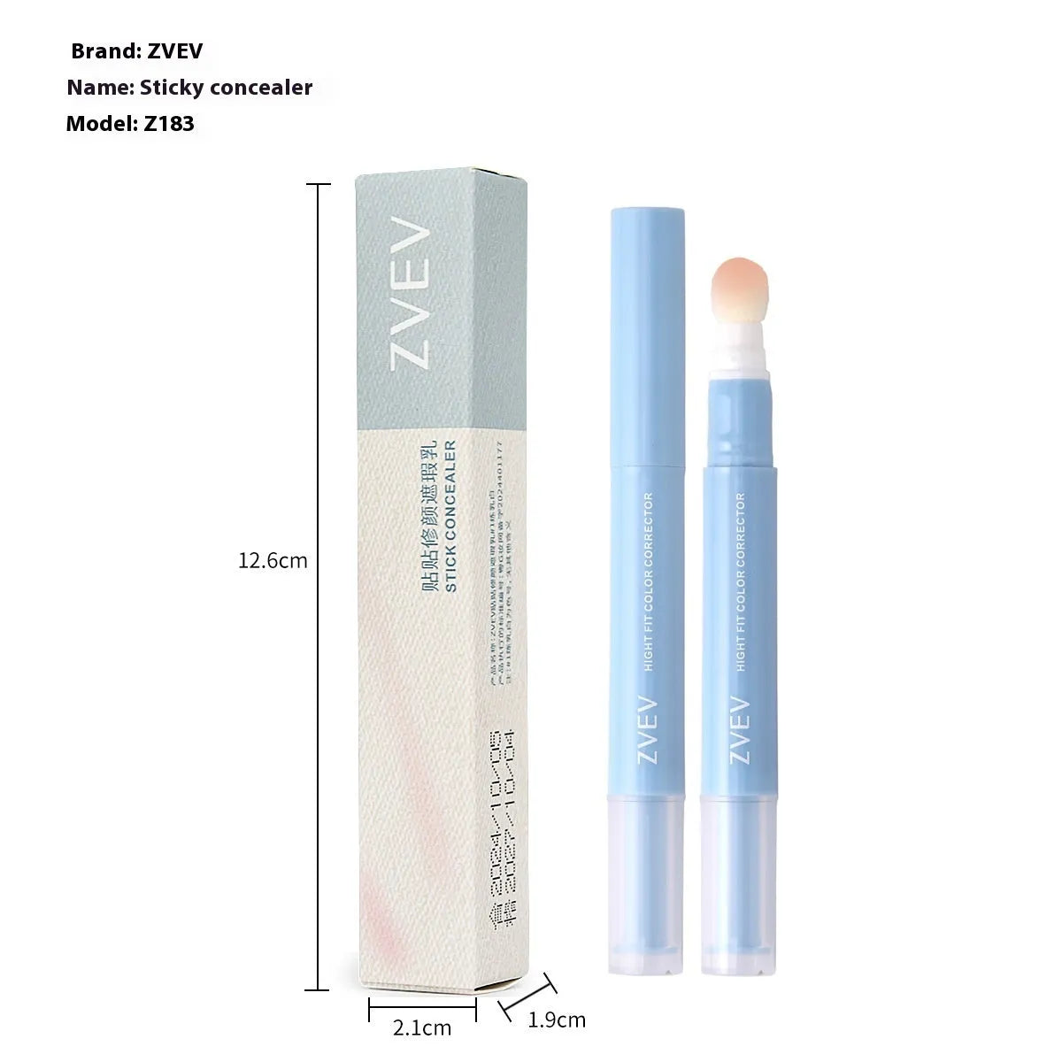 Concealer cream with sponge brush head applicator in three shade options