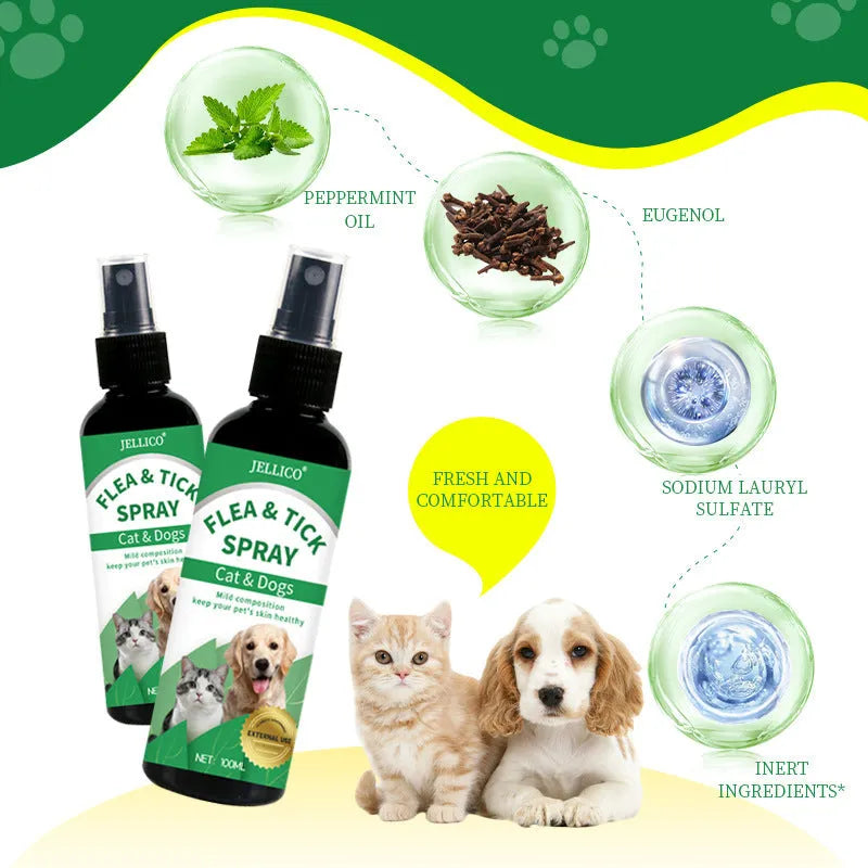 100ml dog cat in vitro pet skin itching spray with insecticide formula in a white bottle