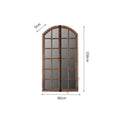 Terrace Distressed Fake Window Wall Mirror in log colour with wooden glass panel